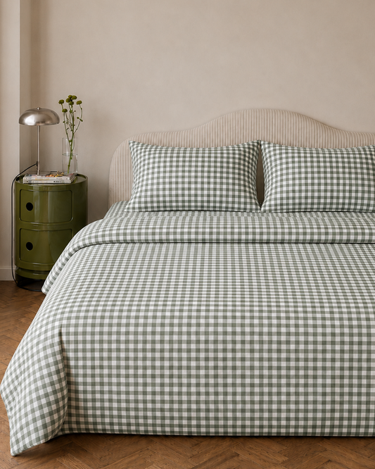 Gingham Washed Cotton Quilt Cover Set