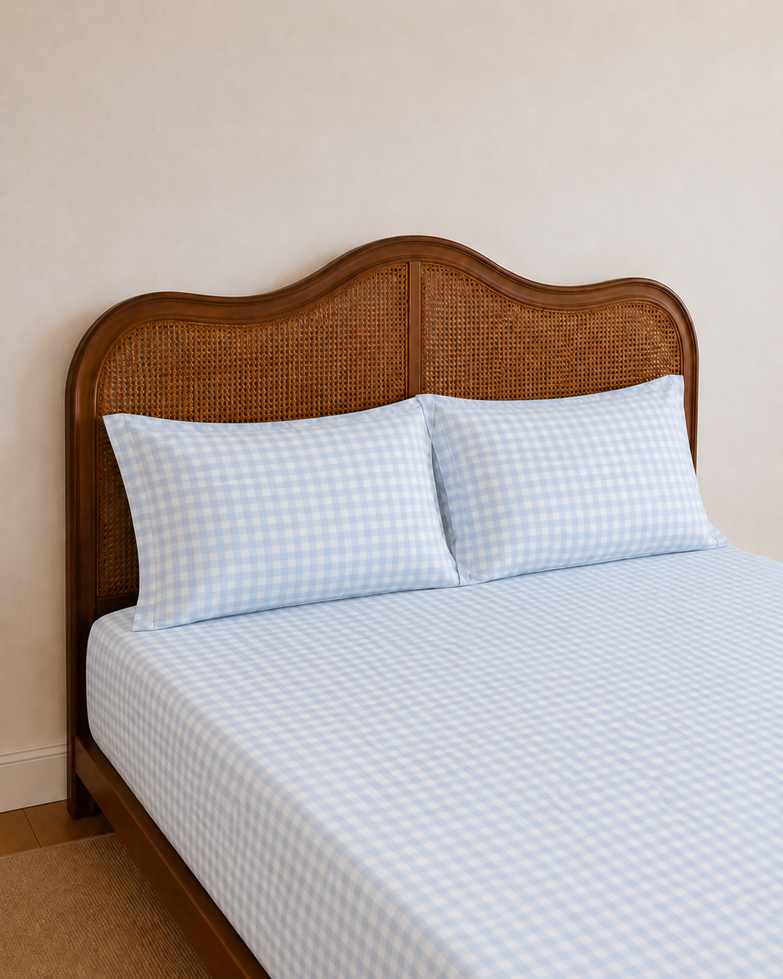 Gingham Blue Fitted Sheet