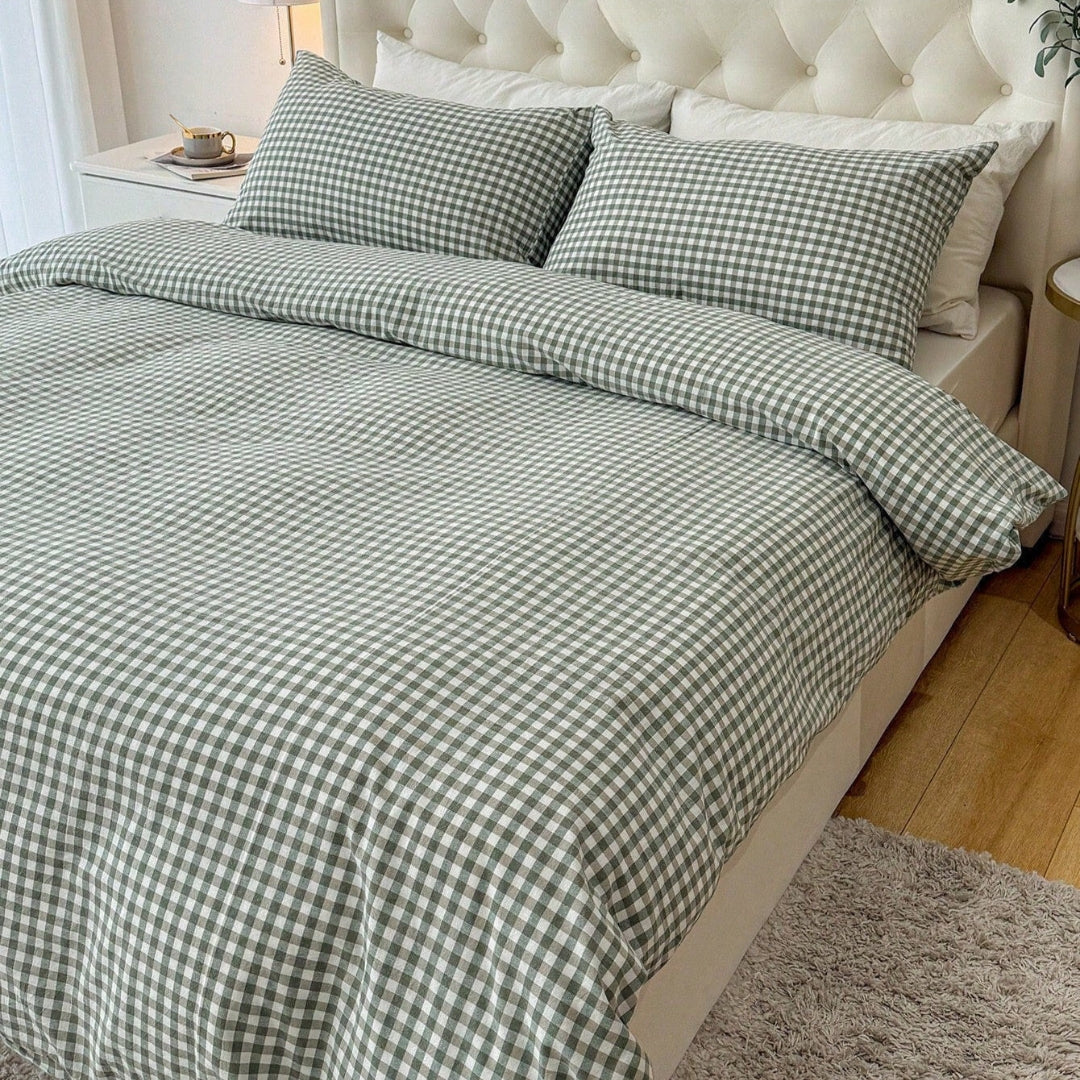 Gingham Quilt Cover Set