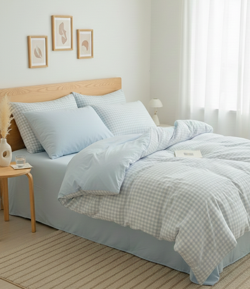 Gingham Quilt Cover Set