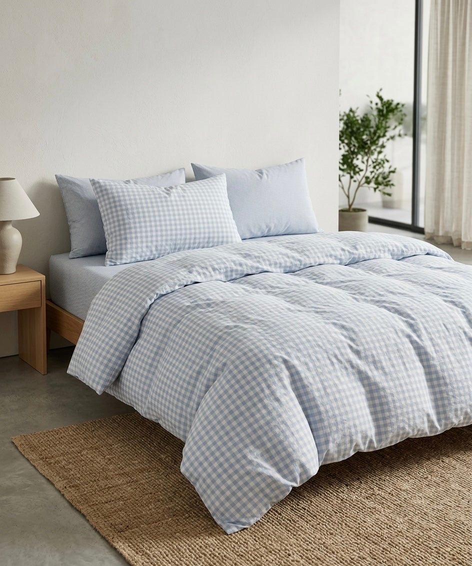 Gingham Quilt Cover Set