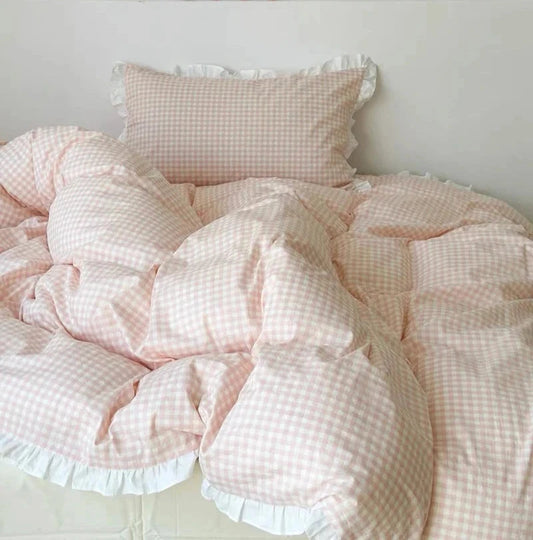 Gingham Quilt Cover Set