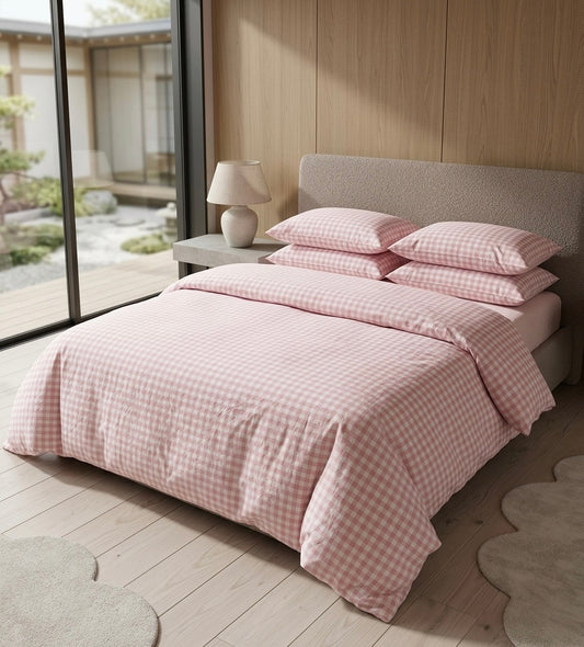 Gingham Quilt Cover Set