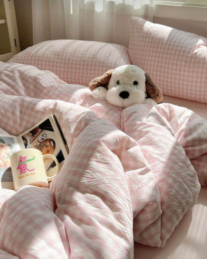 Gingham Quilt Cover Set
