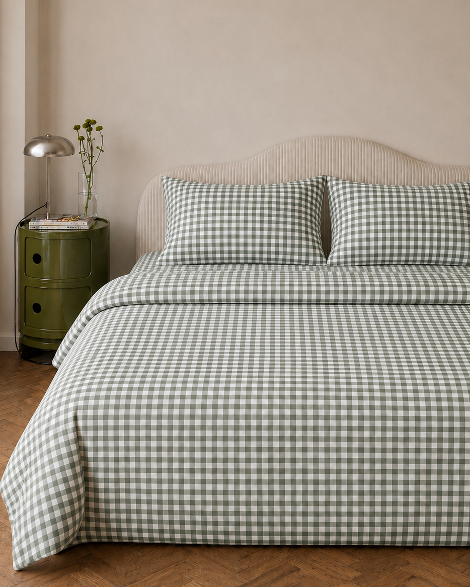 Gingham Washed Cotton Quilt Cover Set