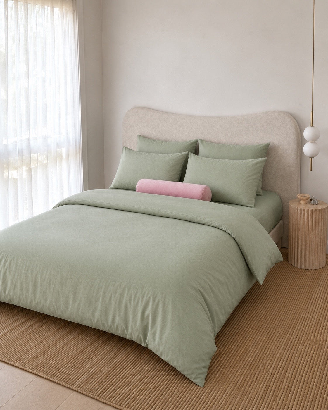 Lightweight Green Quilt Cover Set