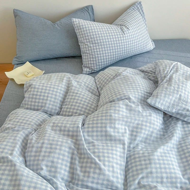 Gingham Quilt Cover Set