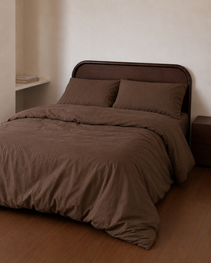 Talia Brown Cotton Quilt Cover Set
