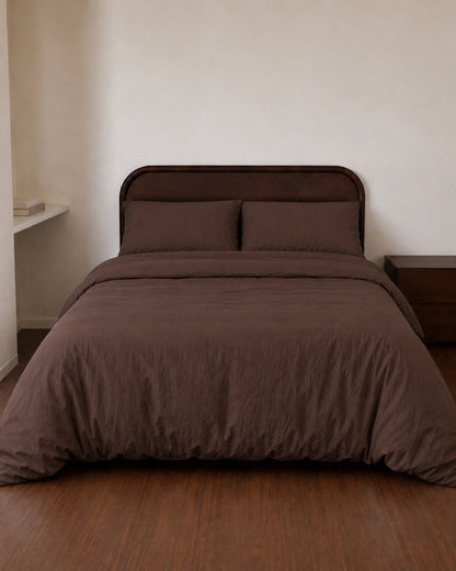 Talia Brown Cotton Quilt Cover Set