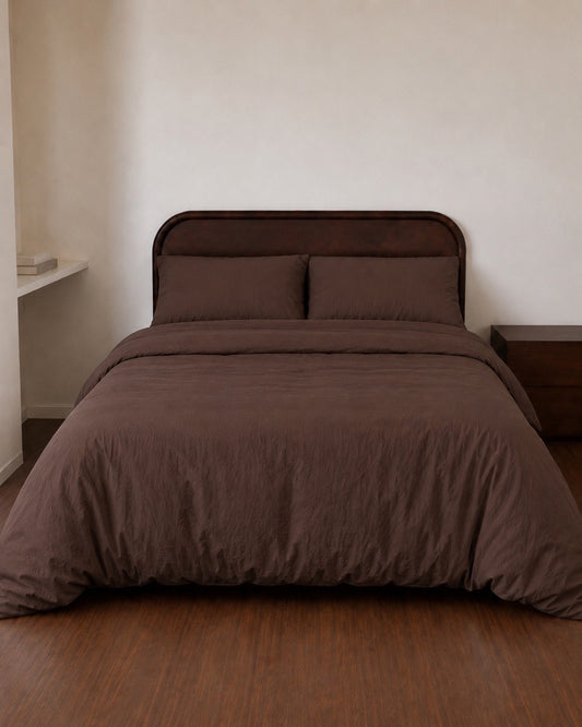 Talia Brown Cotton Quilt Cover Set