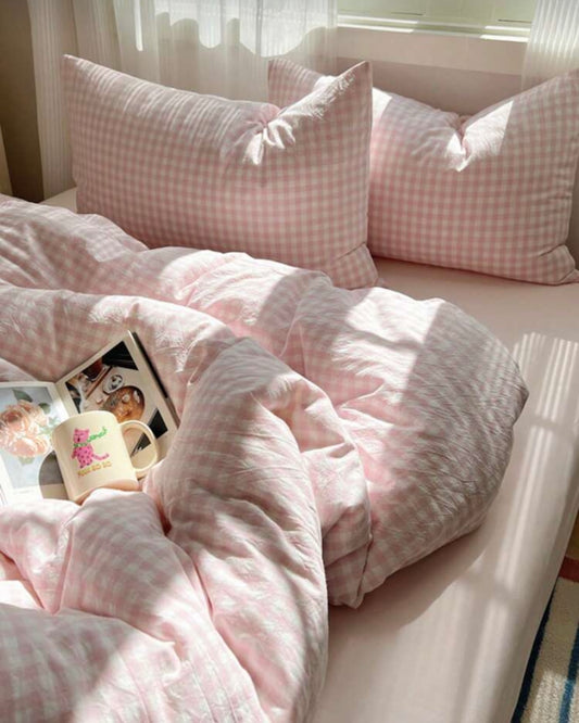 Gingham Quilt Cover Set
