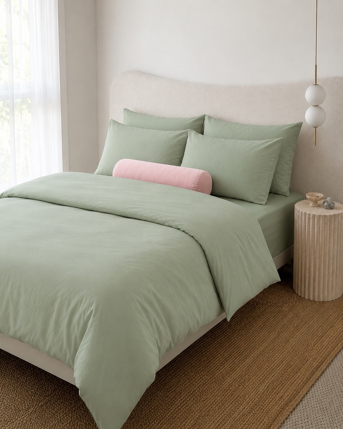 Lightweight Green Quilt Cover Set