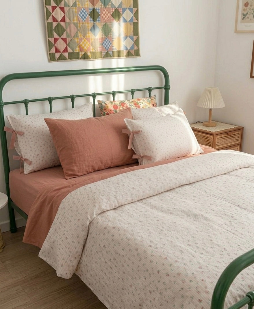 Jasmine Cotton Quilt Cover Set & Flat Sheet