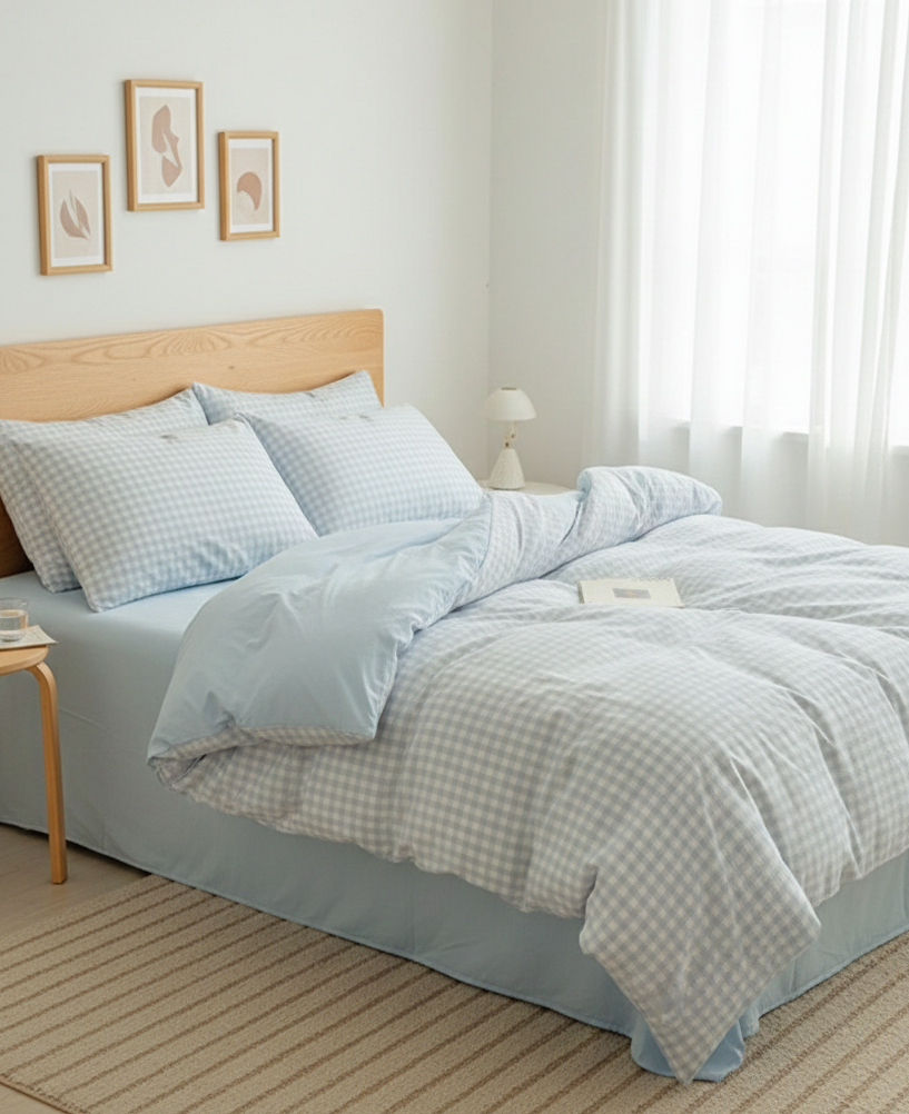 Gingham Quilt Cover Set