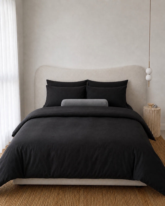Lightweight Black Quilt Cover Set
