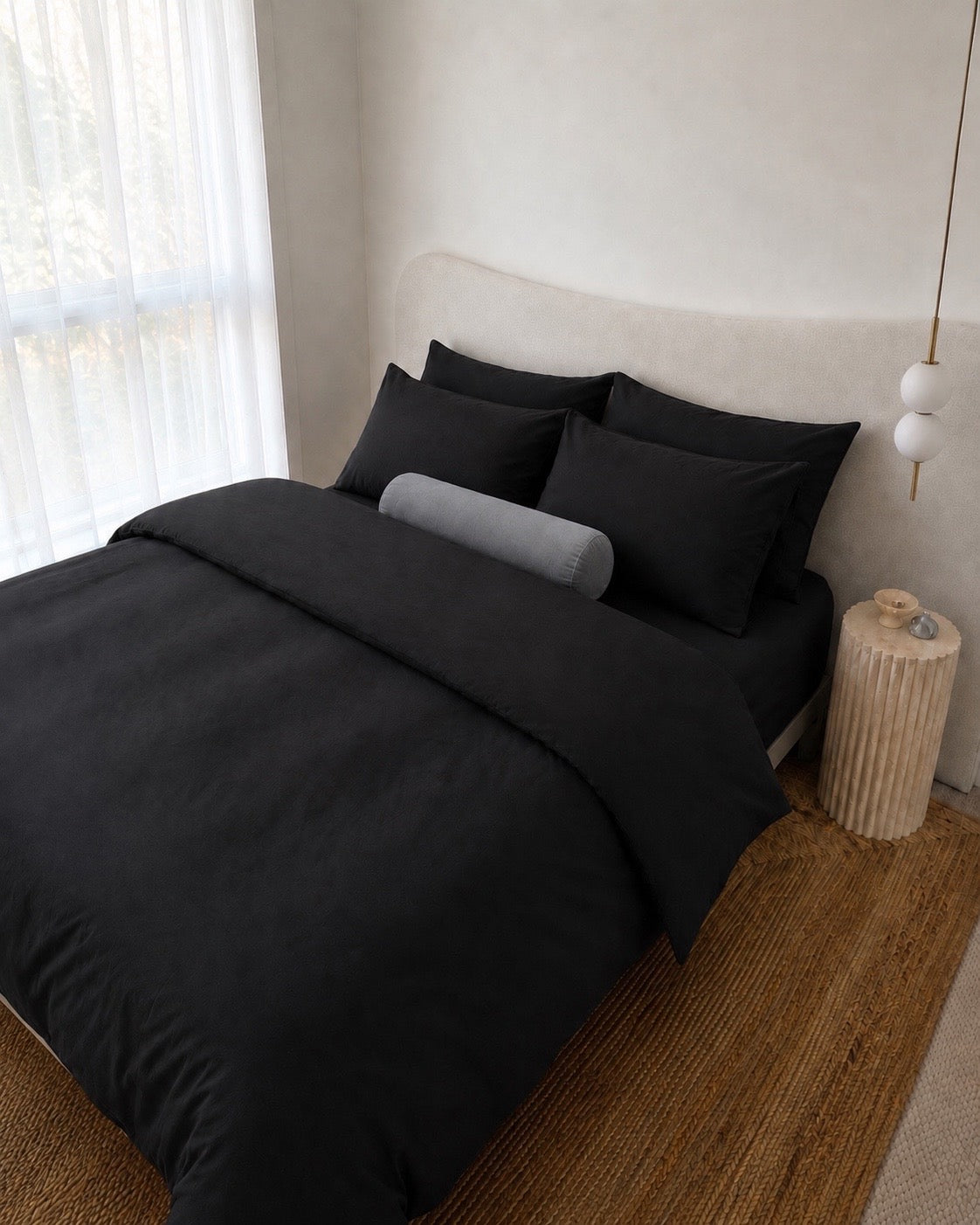 Lightweight Black Quilt Cover Set